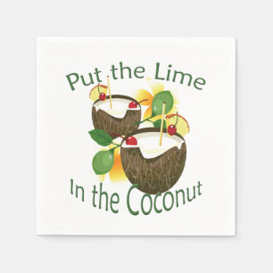 Coconut Tiki Bar Cocktail Paper Napkin Serviette