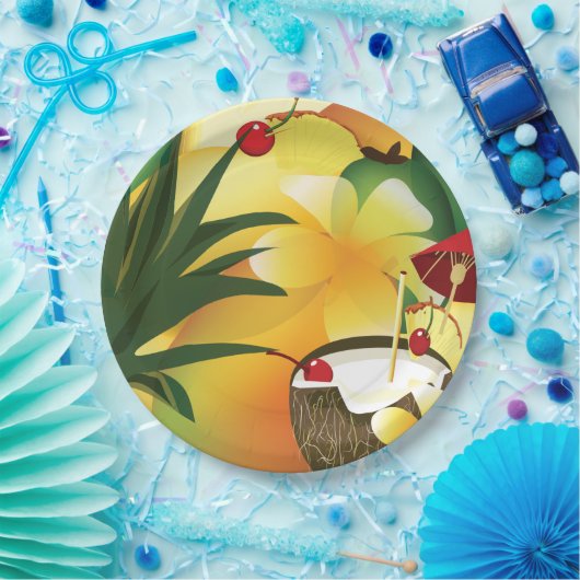 Coconut Tiki Bar Luau Tropenpapierplatte Pappteller (Party)