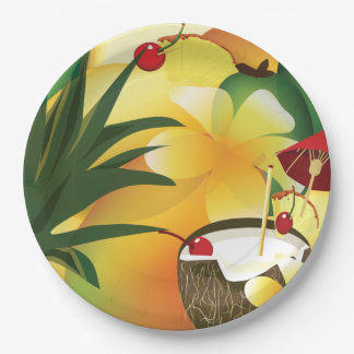 Coconut Tiki Bar Luau Tropenpapierplatte Pappteller