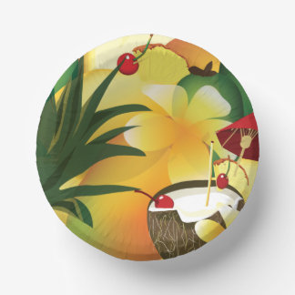 Coconut Tiki Bar Luau Tropical Pappteller