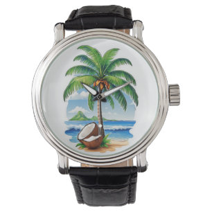 Coconut Tree Tropical Island Armbanduhr