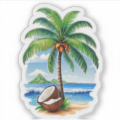 Coconut Tree Tropical Island Aufkleber (Vorderseite)