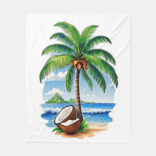 Coconut Tree Tropical Island Fleecedecke