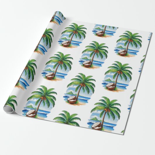 Coconut Tree Tropical Island Geschenkpapier (Ungerollt)