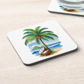 Coconut Tree Tropical Island Getränkeuntersetzer (Linke Seite)
