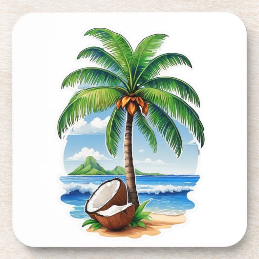 Coconut Tree Tropical Island Getränkeuntersetzer (Vorderseite)