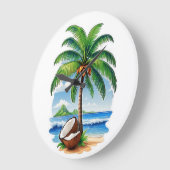 Coconut Tree Tropical Island Große Wanduhr (Winkel)