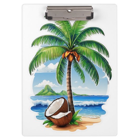 Coconut Tree Tropical Island Klemmbrett (Vorderseite)