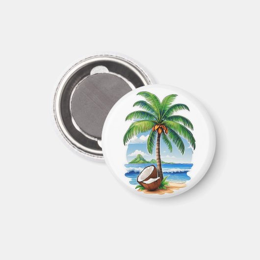 Coconut Tree Tropical Island Magnet (Vorderseite/Rückseite)
