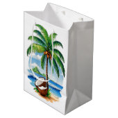 Coconut Tree Tropical Island Mittlere Geschenktüte (Vorderseite Schrägansicht)