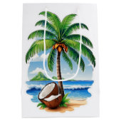 Coconut Tree Tropical Island Mittlere Geschenktüte (Rückseite)
