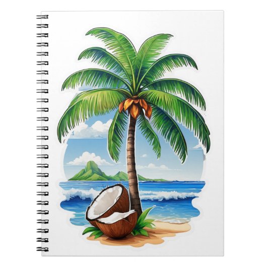 Coconut Tree Tropical Island Notizblock (Vorderseite)