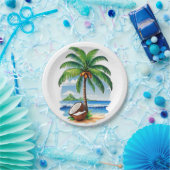 Coconut Tree Tropical Island Pappteller (Party)