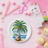 Coconut Tree Tropical Island Pappteller (Party)
