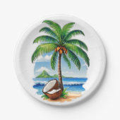 Coconut Tree Tropical Island Pappteller (Vorderseite)