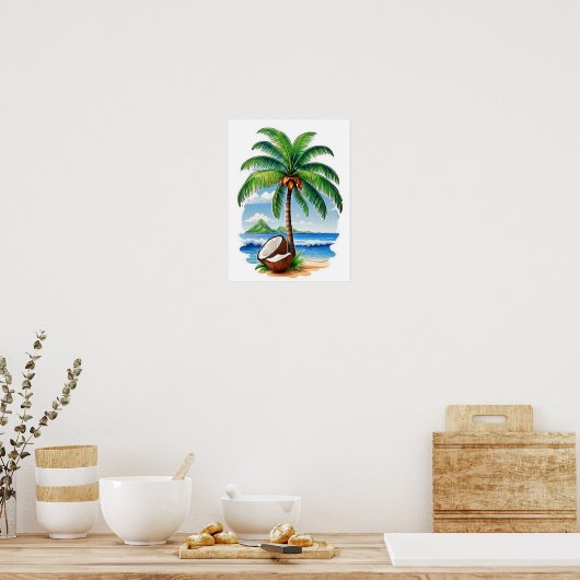 Coconut Tree Tropical Island Poster (Küche)