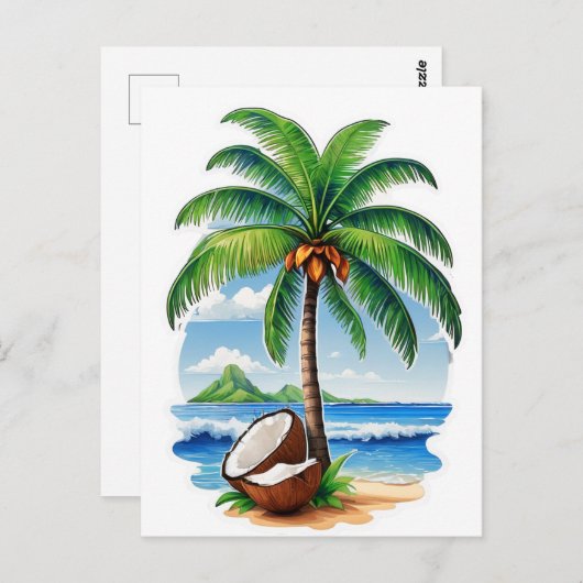 Coconut Tree Tropical Island Postkarte (Vorne/Hinten)