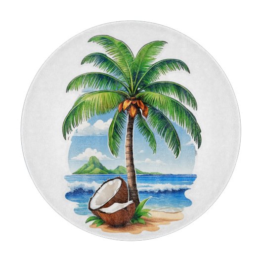 Coconut Tree Tropical Island Schneidebrett (Vorderseite)