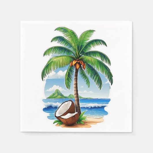 Coconut Tree Tropical Island Serviette (Vorderseite)