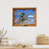 Coconut Tree Tropisches Fake, Imitate FensterIllus Poster (Küche)