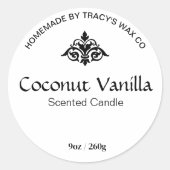 Coconut Vanilla Candle Label Aufkleber (Vorderseite)