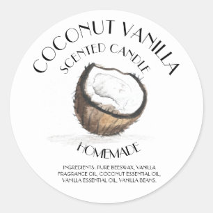 Coconut Vanilla Homemade Zutaten Typografie Runder Aufkleber