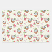 Coconut Watermelon Smoothie Wrapping Paper Geschenkpapier Set (Vorderseite)