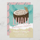 Coconuts Luau Tropical Birthday Party Einladung (Vorne/Hinten)