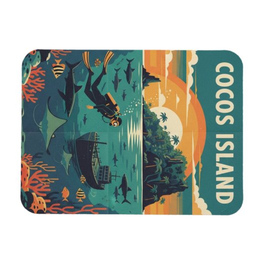 Cocos Island Scuba Diver Magnet (Horizontal)
