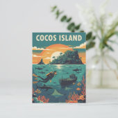 Cocos Island Scuba Diver Postkarte (Stehend Vorderseite)