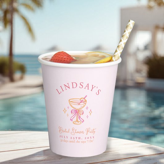 Coctail Bridal Shower Pink Pappbecher