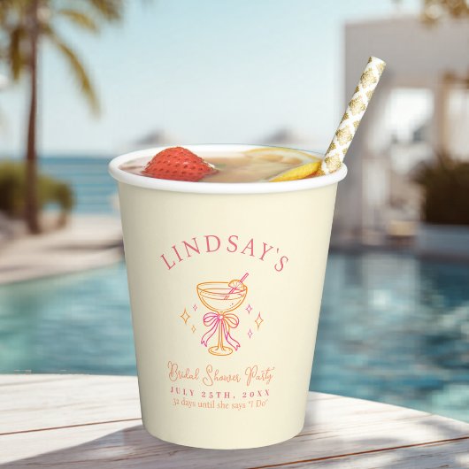 Coctail Bridal Shower Yellow Pappbecher