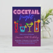 Coctail Night - Neon Drink Einladung (Stehend Vorderseite)