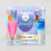 Coctail Pub Wine Restaurant BARIST Logo HOLOGRAPH Quadratische Visitenkarte (Vorderseite)