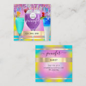 Coctail Pub Wine Restaurant Logo Holographic Drink Quadratische Visitenkarte (Vorne/Hinten)