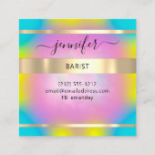 Coctail Pub Wine Restaurant Logo Holographic Drink Quadratische Visitenkarte (Rückseite)