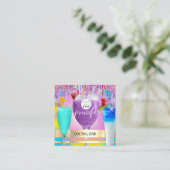 Coctail Pub Wine Restaurant Logo Holographic Drink Quadratische Visitenkarte (Stehend Vorderseite)