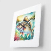 Cod Fish 190724AREF127 - Watercolor Quadratische Wanduhr (Winkel)