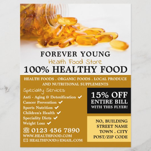 Cod Liver Oil, Health Food Store Advertising Flyer (Vorne)