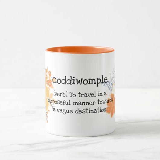 Coddiwomple Orange Gray Blume Tasse (Zentrum)