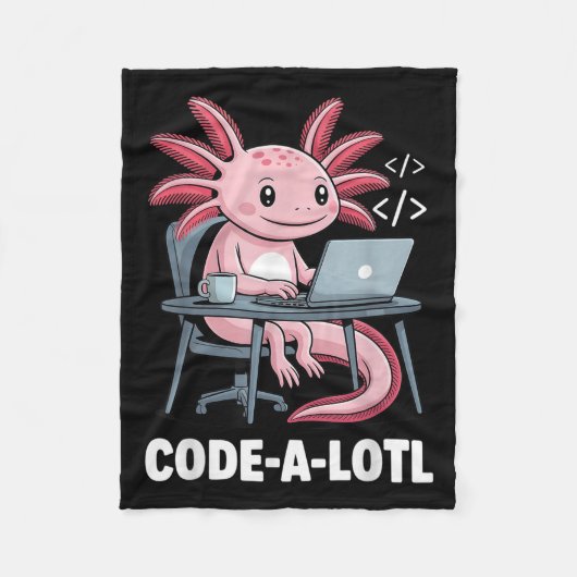 Code-alotl Funny Axolotl T-Shirt für Programmierer Fleecedecke (Vorderseite)