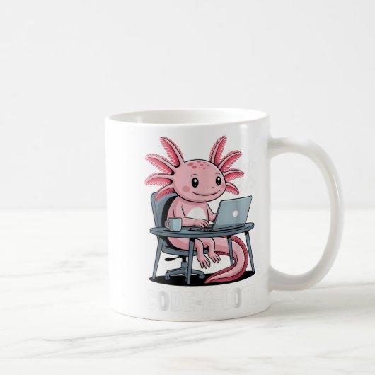 Code-alotl Funny Axolotl T-Shirt für Programmierer Kaffeetasse (Rechts)
