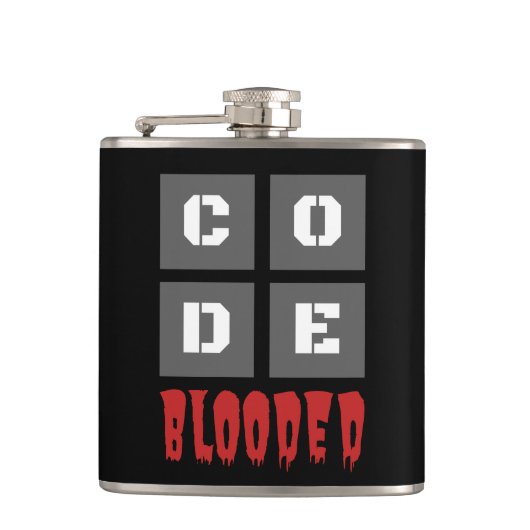 CODE Blooded Coded Computer Programmer Funny Flachmann (Vorderseite)