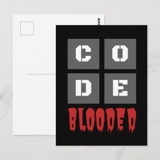CODE Blooded Coded Computer Programmer Funny Postkarte (Vorne/Hinten)