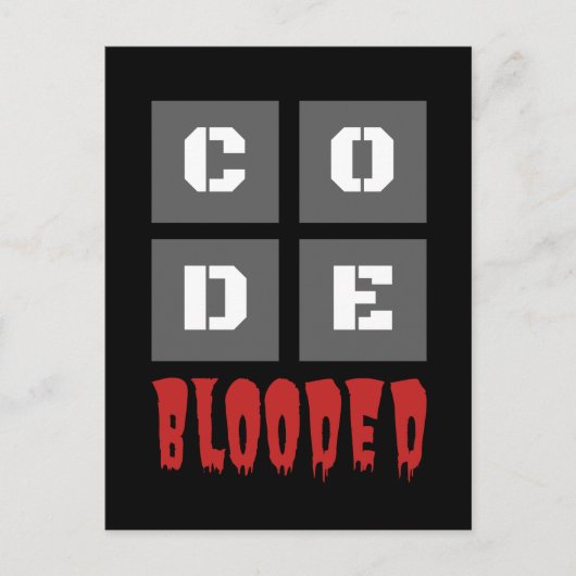 CODE Blooded Coded Computer Programmer Funny Postkarte (Vorderseite)