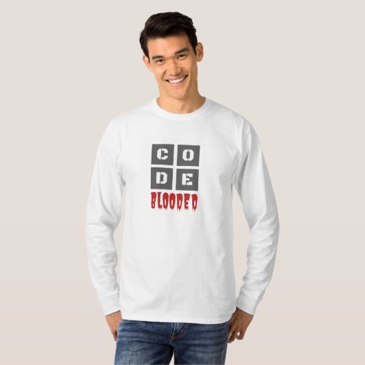 CODE Blooded Coded Computer Programmer Funny T-Shirt (Vorne ganz)