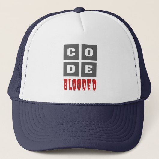 CODE Blooded Coded Computer Programmer Funny Truckerkappe (Vorderseite)