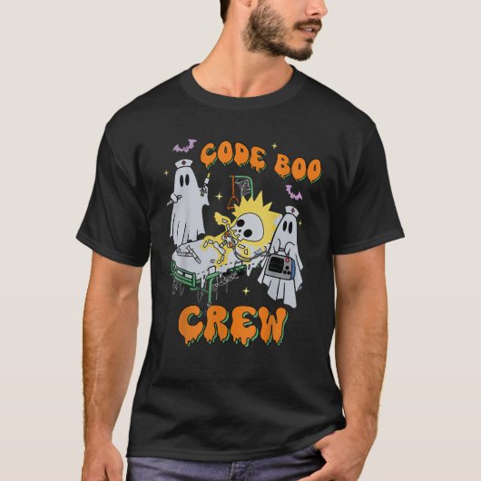 Code Boo Crew Lustige Geisterkrankenschwester Hall T-Shirt (Vorderseite)