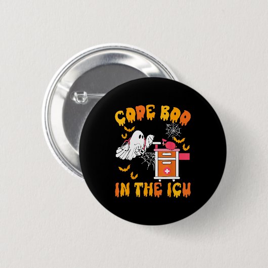 Code Boo In The Icu Ghost Nurse Halloween Soky Sea Button (Vorne & Hinten)