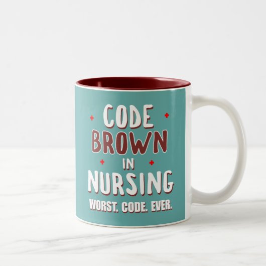 Code Brown Nursing Worst Code je Zweifarbige Tasse (Rechts)
